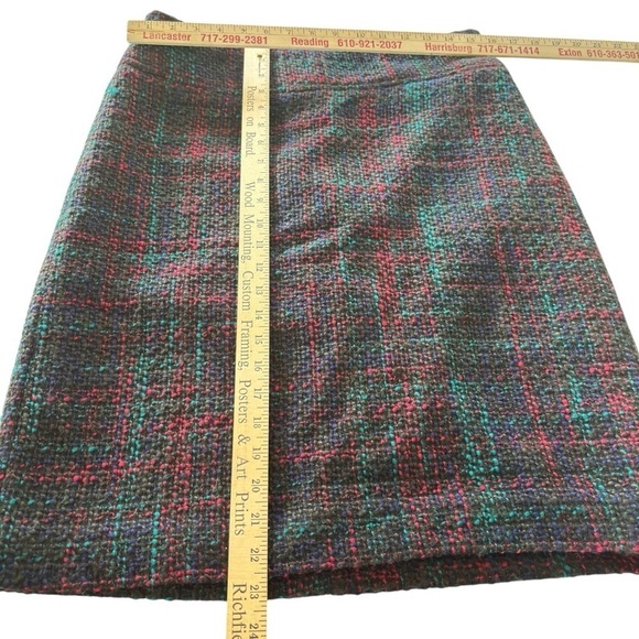 Talbots Pencil Skirt Size 10 Plaid multicolor High Rise Nubby Tweed Wool Blend - Picture 8 of 11